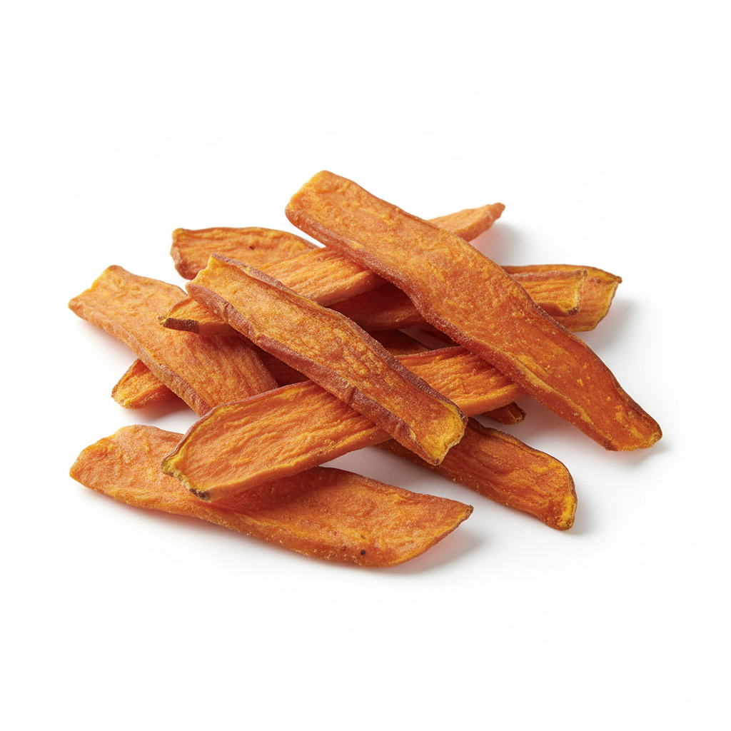 Sweet Potato Jerky Strips – White Background